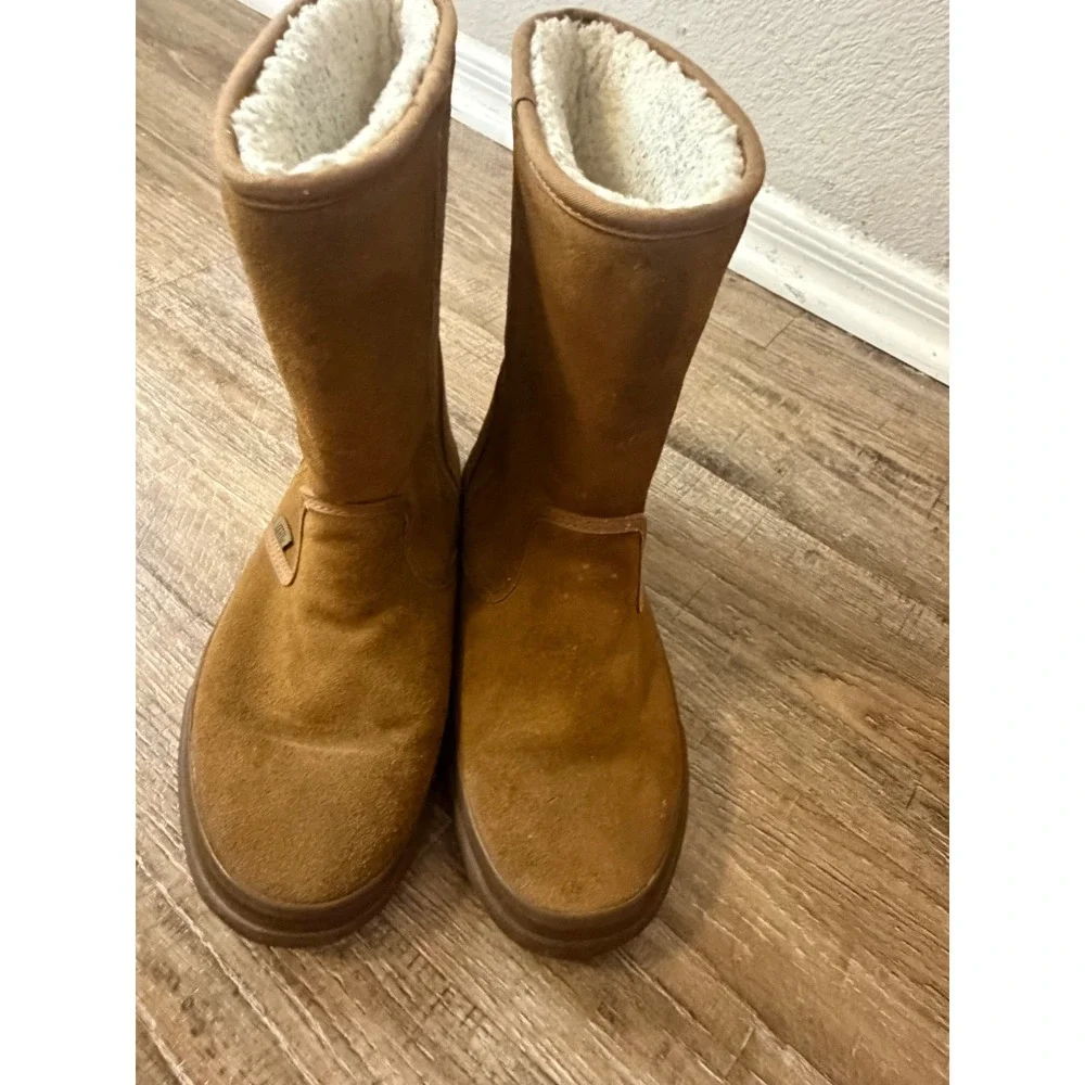 Vans Suede Sherpa Lined Boots Chestnut Brown Women 7 Men 5.5 Waffle Sole